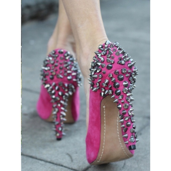 Sam Edelman Lorissa Hot Pink Studded Heels - Picture 1 of 9